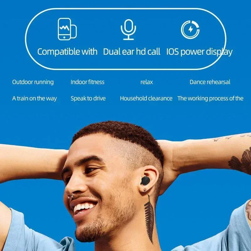 A6S TWS Wireless Bluetooth Headset with Mic Earbuds Noice Cancelling Earphone Bluetooth Headphones