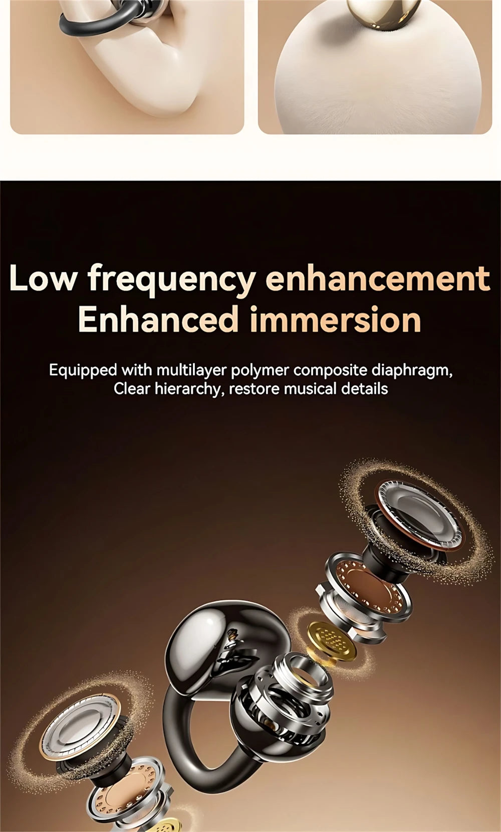 6 Earphones Wireless Bluetooth Headphones Smart Touch Half Ear Clip Ear Sleeping Couple Creative Gifts Noise Reduction Headsets