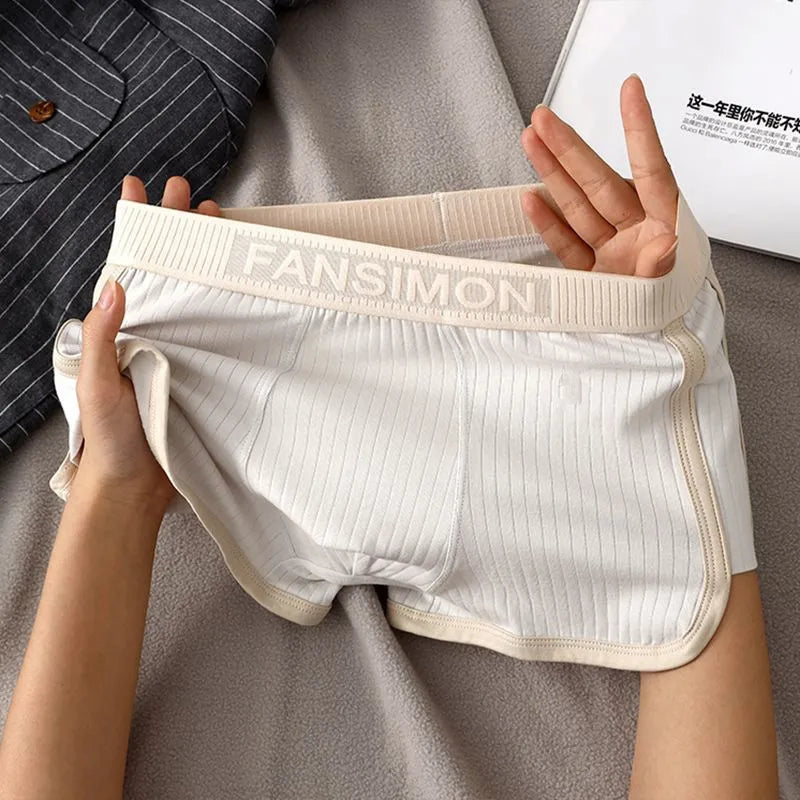 1/3PCS Solid Striped Men's Boxer Sexy Breathable Mesh U Crotch Underwear High Elastic Widen Waistband Underpants sports