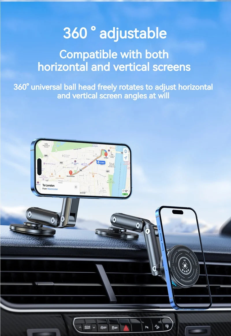 Universal Metal Car Magnetic Semiconductor Cooling Phone Holder RGB Light 3 Level Adjustable for iPhone 16 15 14 13 12 Samsung