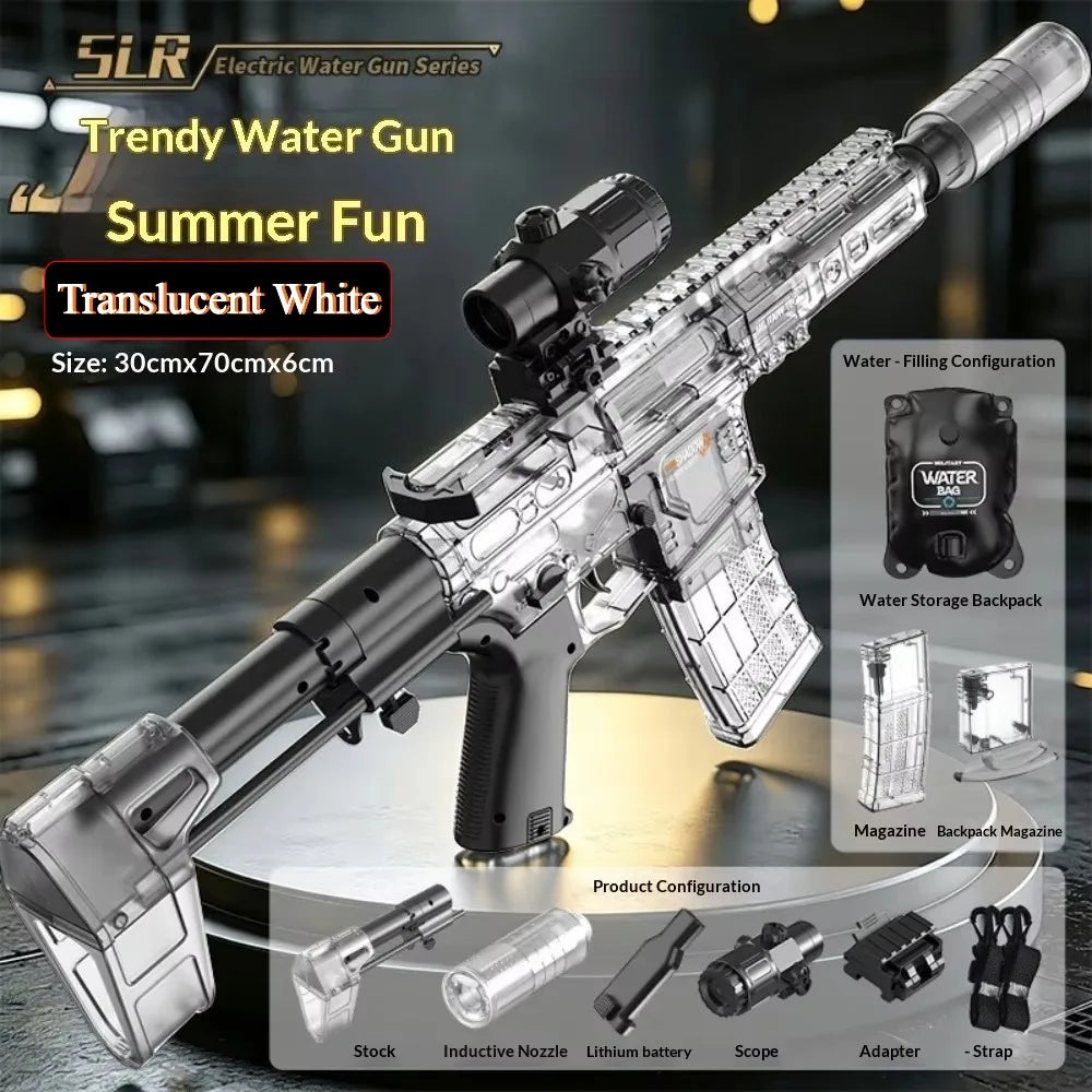 Powerful Electric Water Gun Toy Capacity High Speed Long Range Continuous Shooting SLR Model Summer Outdoor Toys