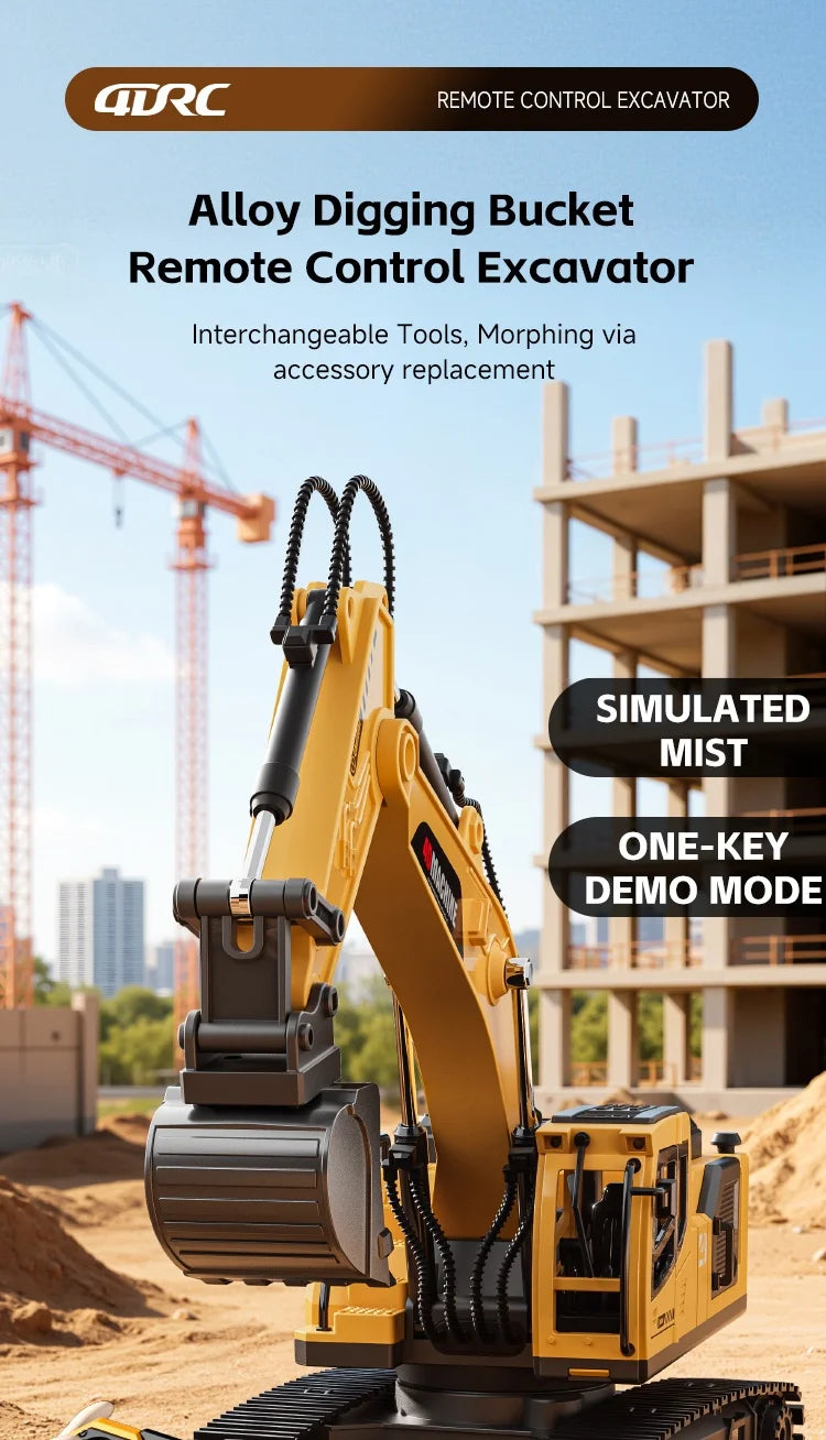 RC Excavator 14 Channel 3 IN 1 RC Engineering Car Remote Control Crawler Truck Alloy Excavator RC Model Car Toy Christmas Gift