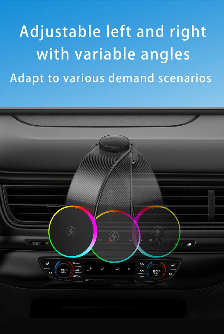 15W Qi2 Magnetic Car Phone Holder Wireless Charger for iPhone 16 17 Pro Max for Magsafe Car Charging Charger LED Light