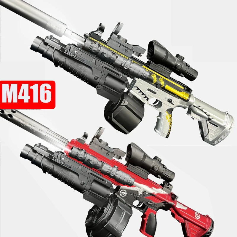 Electric Automatic Gel Bullet Assault Rifle Toy Gun Launcher for Children, Manual and Automatic Operation, Electric M416