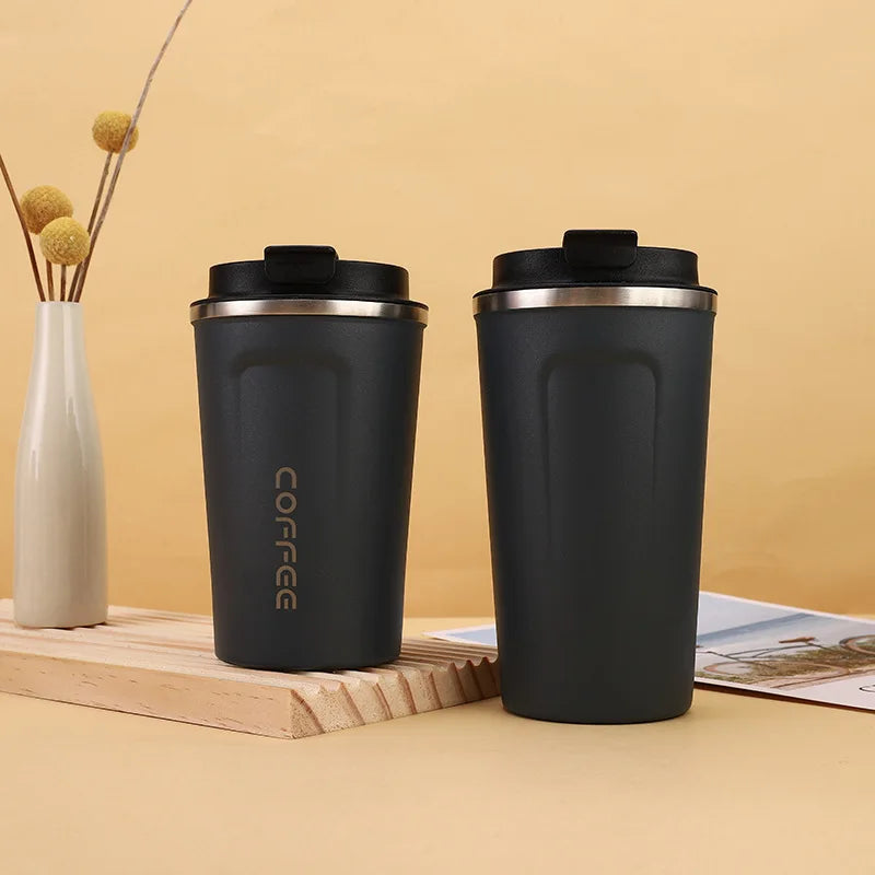 Thermo Cafe Coffee Mug Car Thermos Mug 380/510ML Leak_Proof Travel Thermo Cup for Tea Water Coffee Double Stainless Steel
