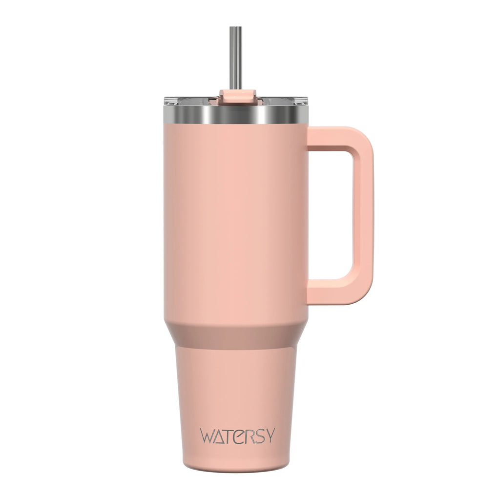 WATERSY 20/30/40oz Tumbler with Handle & Straw, Large Capacity Stainless Steel Thermal Cup, Vacuum Insulated Mug for Car, Travel