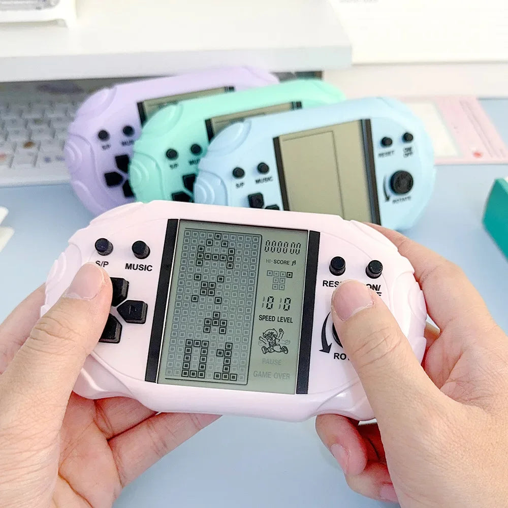 1/2/3 PCS Popular Kawaii Pastel Handheld Tetris Game Console Design Large Display Retro Pocket Game Ornament Backpack Decor Toy
