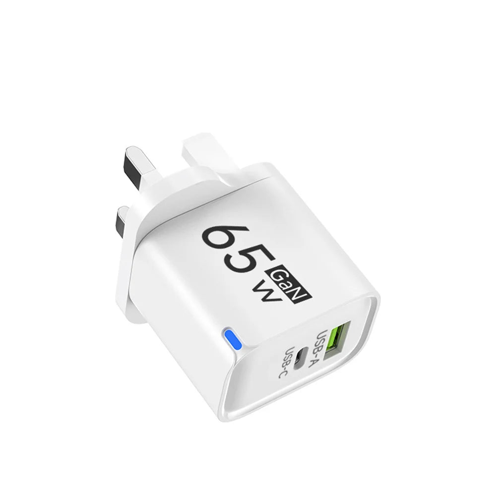 Cargador USB-C 65W Carga Rápida | Compatible iPhone, Samsung y Xiaomi