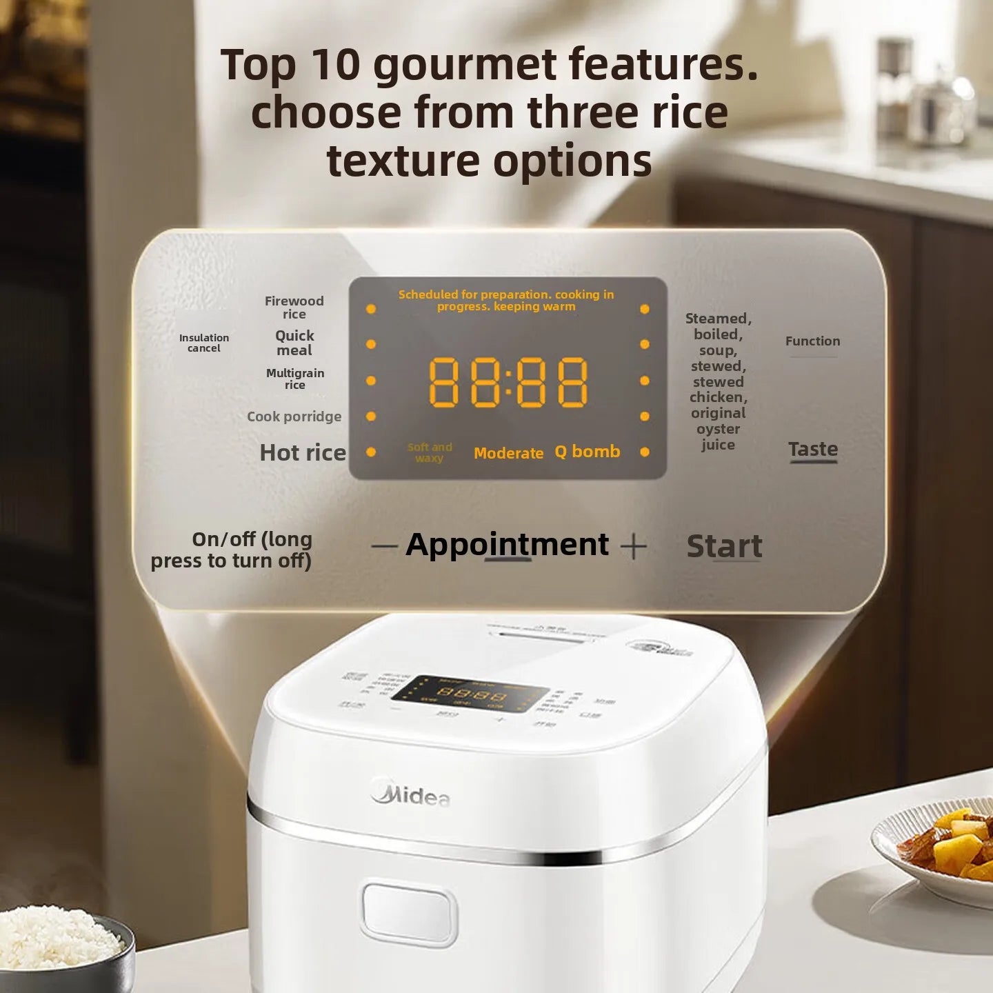 Midea 3L IH Rice Cooker 0 Coating 316L Honeycomb Inner Pot First-Class Energy Efficiency 220V