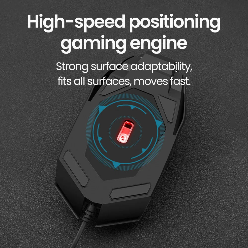 Mouse Gamer USB con LED RGB - Silencioso 1600DPI