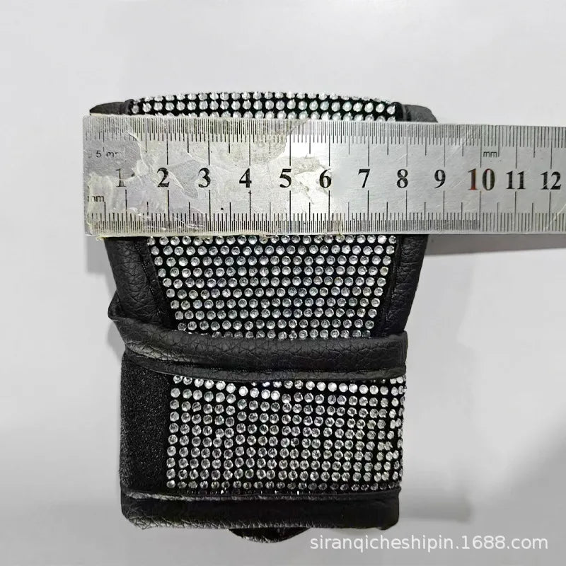 38cm Bling Car Accessories Set For Women Rhinestones Steering Wheel Cover Safety Belt Covers Gear Shift Cover Diamond Cup Pads