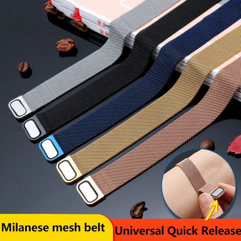 Milan Magnetic Mesh Belt Watchband For Citizen D-W Longines Omega Samsung Huawei Watch Strap Men and Women Bracelet 18 20mm 16mm