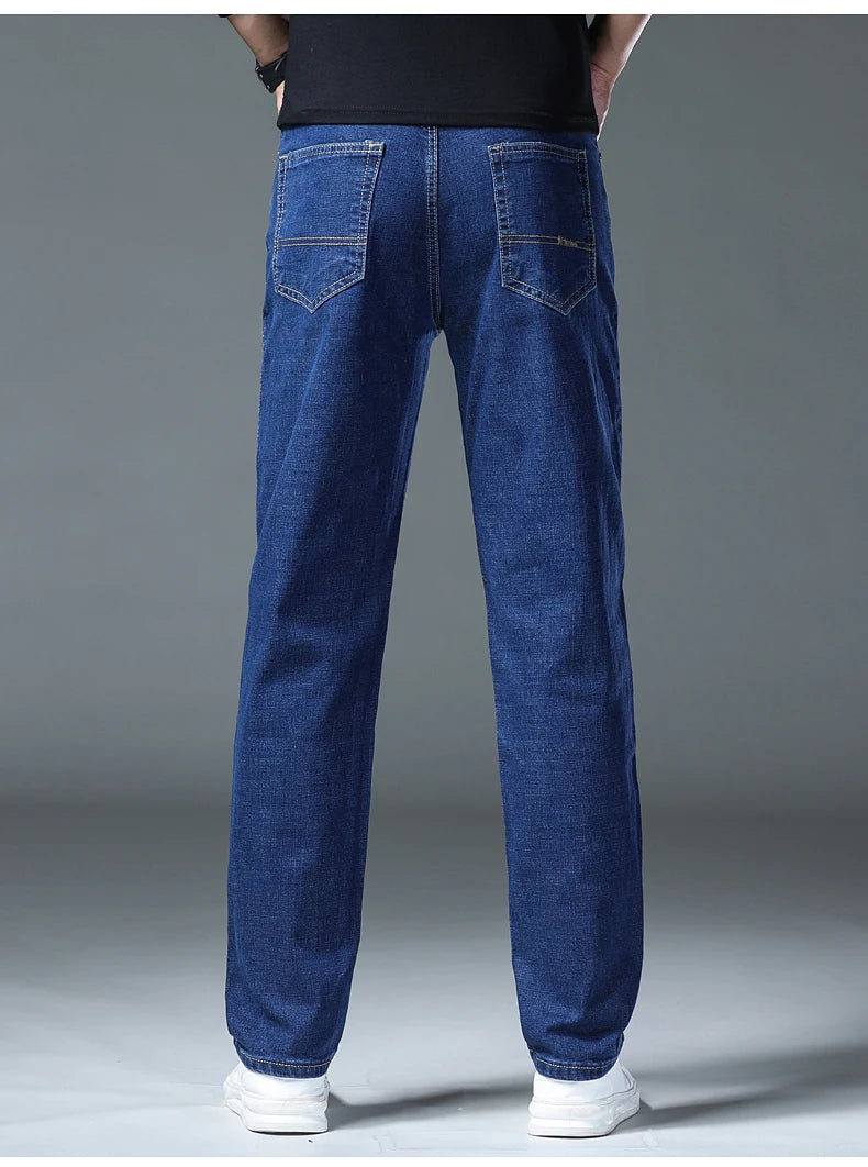 2026 Stretch Stretch Fashion Classic Blue Black Work  New Business Men's Jeans Casual StraightDenim Trousers Male Brand Clothing