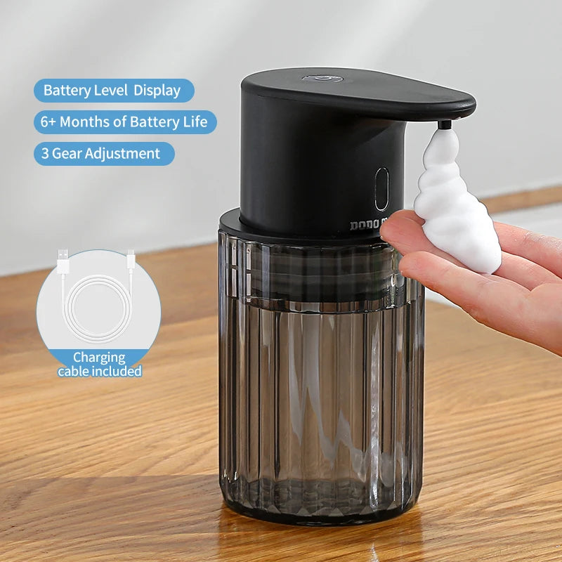Automatic Foam Soap Dispenser Touchless Rechargeable Electric 3 Levels Adjustable Hand Sanitizer Dispenser for Kitchen and Bathroom
