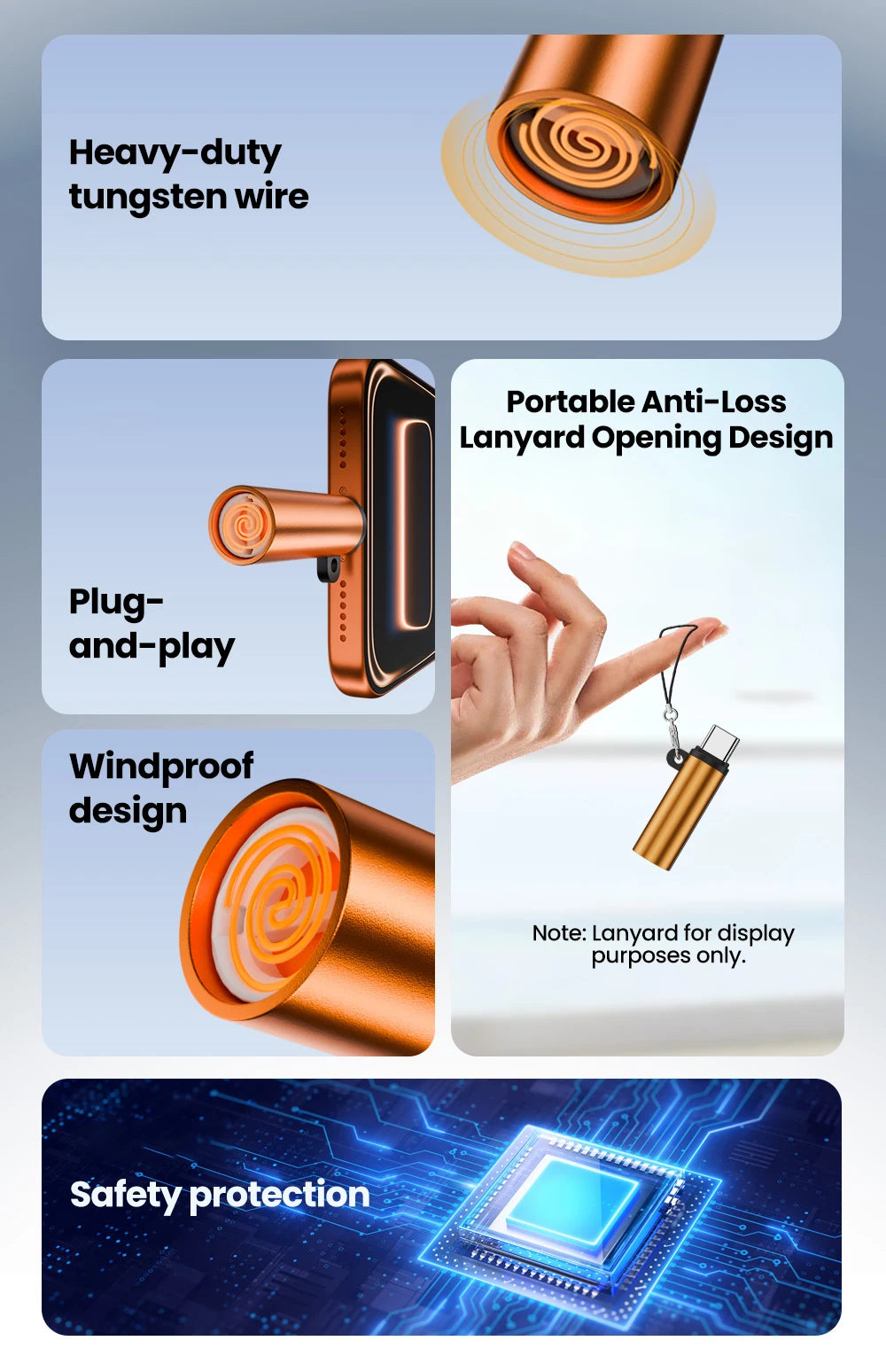 Encendedor USB-C Mini - Soplado Automático Recargable