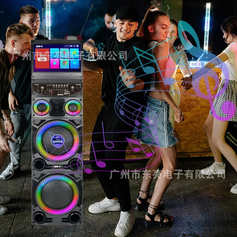 GD-1422 Audio KTV Bluetooth Video Outdoor Speaker with Display Screen Microphone All-in-one Machine K-point Singing Microph