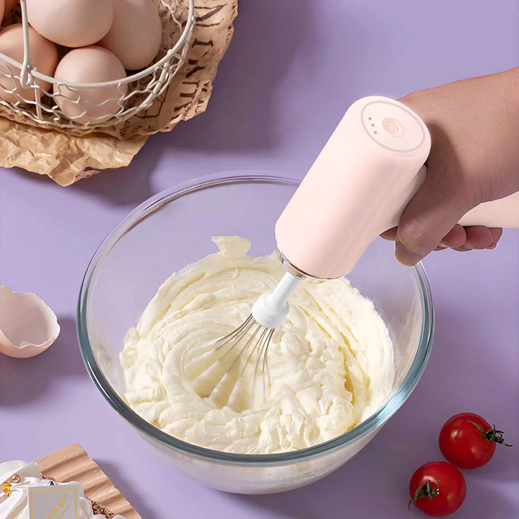 Electric Egg Beater Wireless Electric Food Mixer Handheld Mixer with 3 Speed Settings Baking Dough Cake Cream Milk Whisk