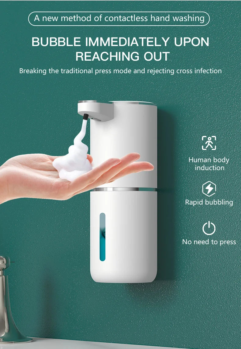 Automatic Soap Dispenser Touchless Foaming Soap Dispenser 380ml USB Rechargeable Electric 4 Level Adjustable Foam Soap Dispenser