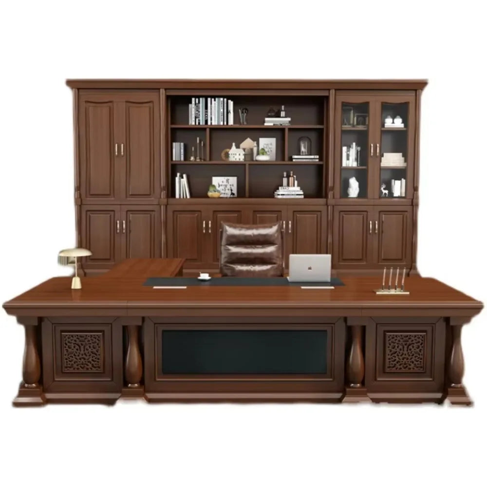 Contemporary Chinese Style CEO Desk Chair Set Luxury Boss Desk For Office Home