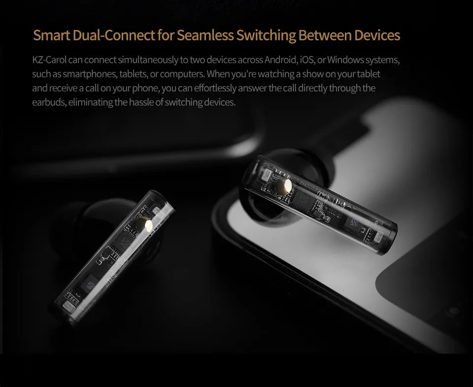 KZ Carol ANC True Wireless Earphone 55dB Active Noise Canceling TWS Headphone 6 Mics AI HD Call Bluetooth 5.3 HiFi in-Ear Earbud
