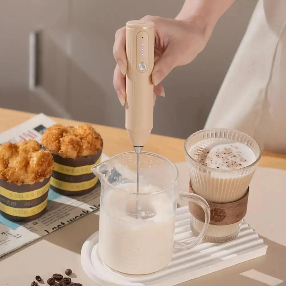 1 electric milk coffee mixer, egg beater, milk frother, 3-speed rechargeable handheld kitchen jam cake cream maker