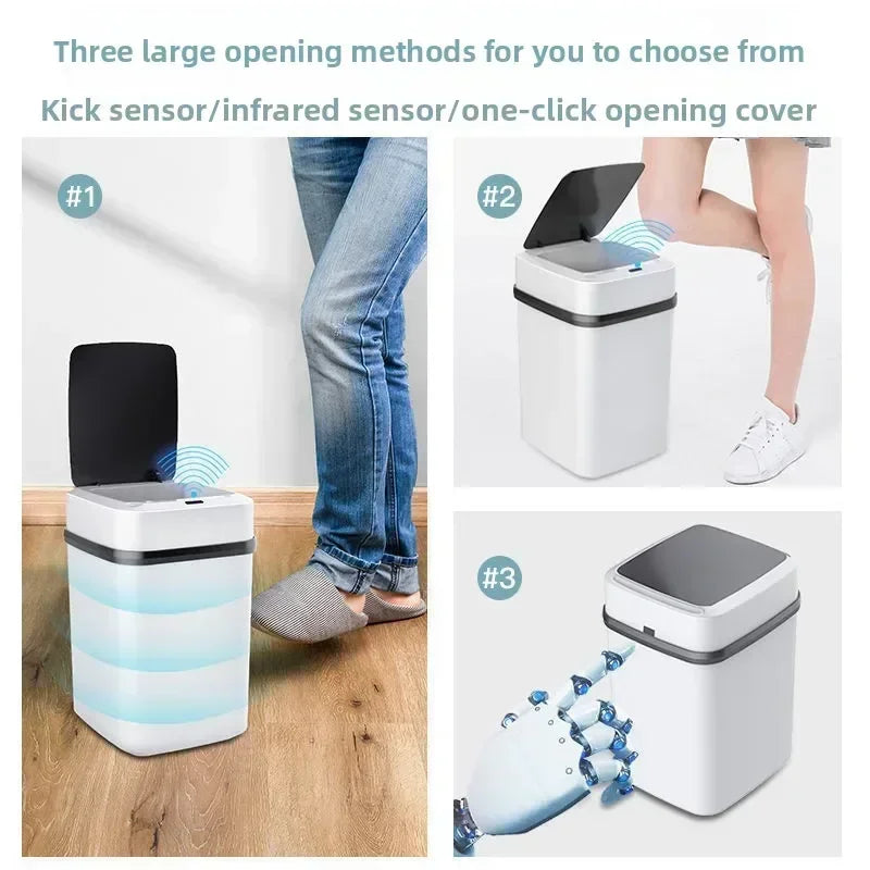 13L Smart Sensor Trash Can Waterproof Automatic Touchless Waste Bin Garbage Dustbin For Kitchen Bathroom Living Room Office