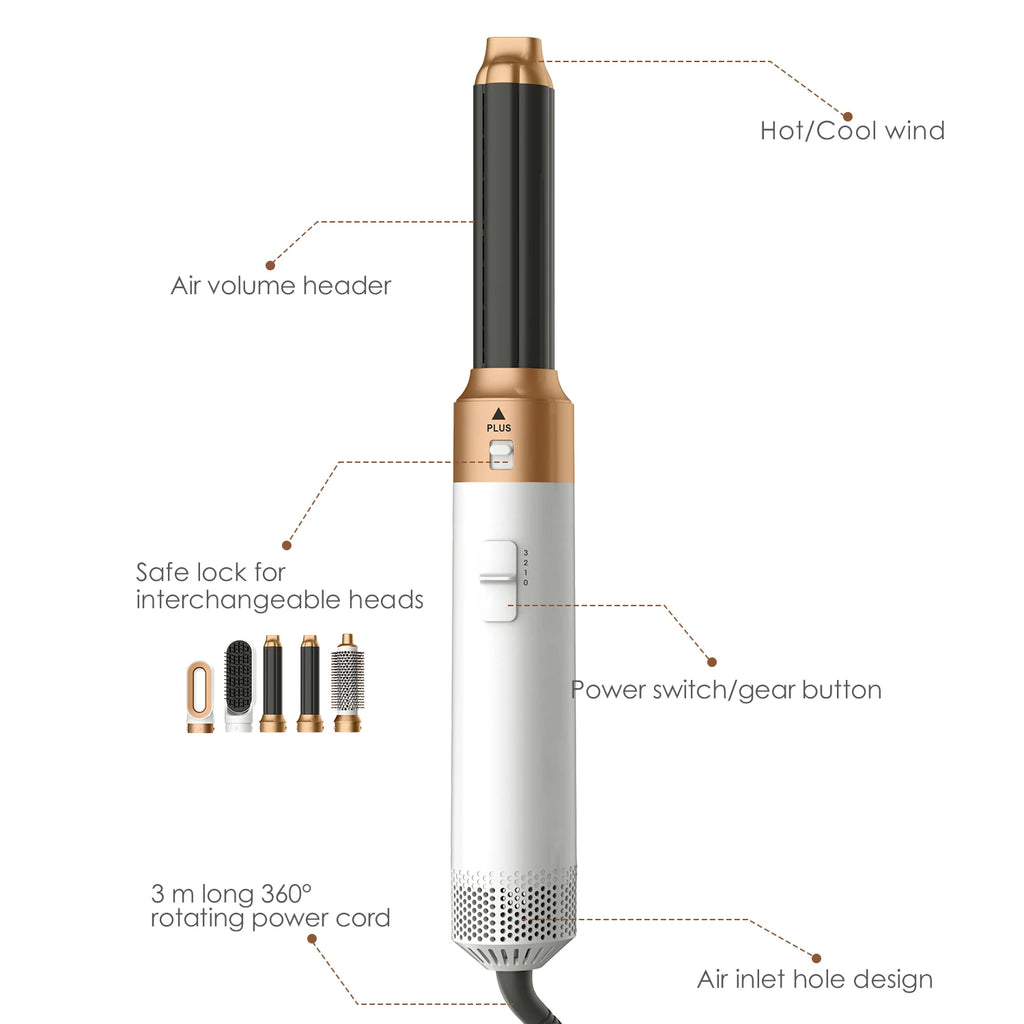 5IN1 Hot Air Brush Wrap Styler Hair Dryer With Electric Curling Iron Hair Curler Dryers Curling Rollers Hair Curler With Dryer6