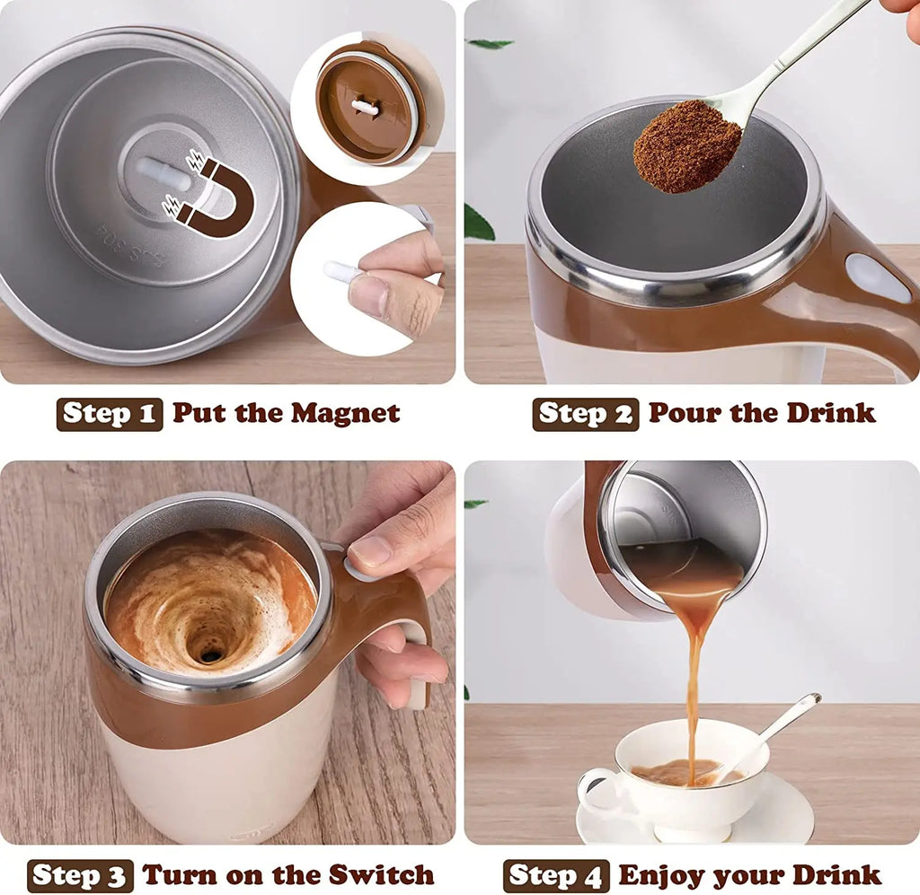 Automatic Mixing Cup Stirring Coffee Mug Electric Milk Mug Stainless Steel Mixing Magnetic Rotating Usb Charging Juice Water Cup