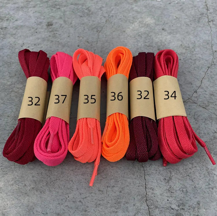 HIBERNI Flat Shoelaces for Sneakers/Adidas/Nike - 120cm/140cm Red/Orange/Hot Pink | Soft & Vibrant Laces for AF1 Shoes 1Pair