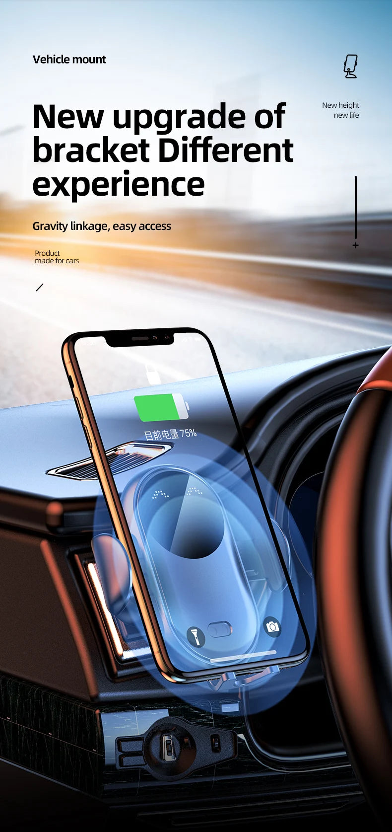 Wireless Charger Car Mount for Air Vent Mount Car Phone Holder Rotating Intelligent Infrared Fast Wireless Charging Charger