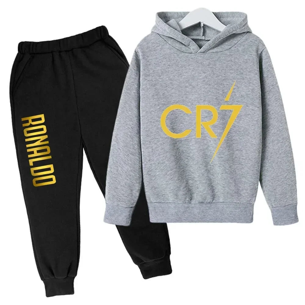 Ronaldo CR7 Print Football Idol Clothing Children Hoodie 2pcs Set Pants Suit Kids Boys Tracksuit Girls Clothing Sport Tracksuits