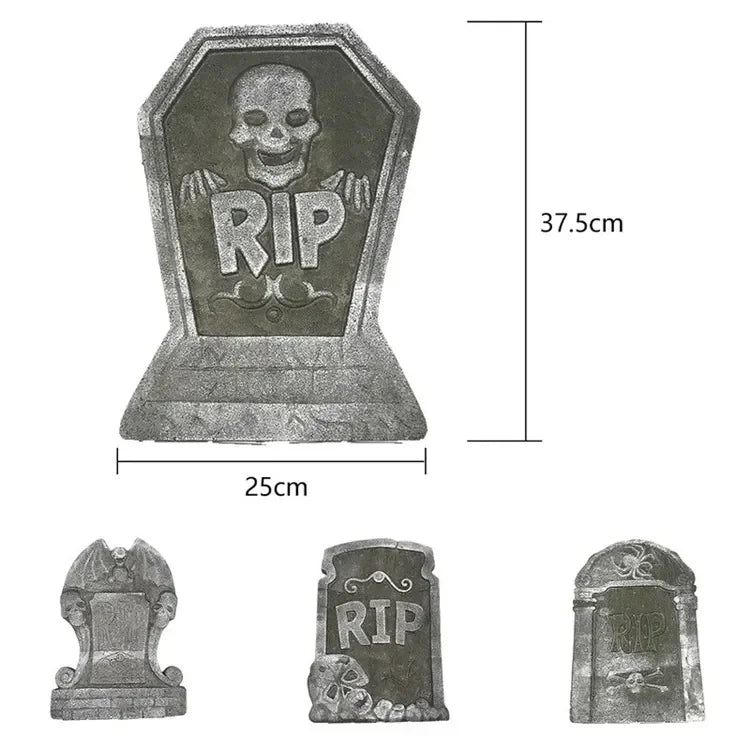 4pcs Halloween Foam RIP Graveyard Tombstone Decor Skeleton Tomb Haunted House Party Prank Prop Yard Outdoor Home Decorations