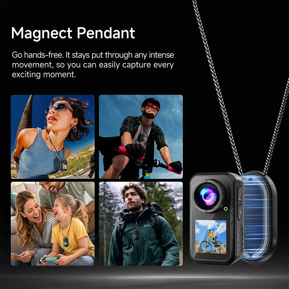 5K Mini Action Camera 4K 60FPS Anti Shake Touch Screen Waterproof Magnetic Pendant Body Cam Motorcycle Bike Outdoor Sport Record