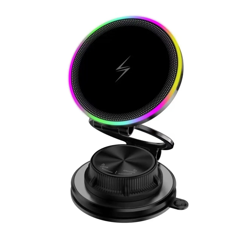 15W Vacuum Suction Magnetic Wireless Charger Car Phone Holder Mount 360 Degree Rotatable Compatible with Smartphones for iPhone