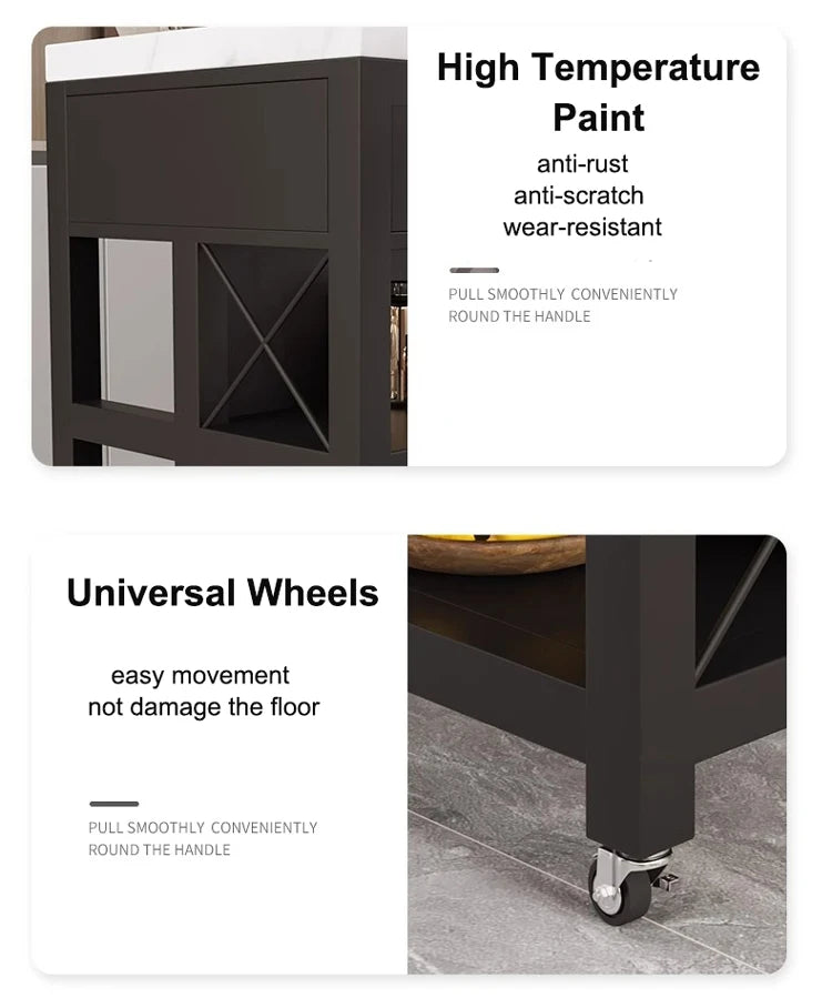 Marble Top Kitchen Island Kitchen Trolley Cart Cabinet Island With Storage Movable
