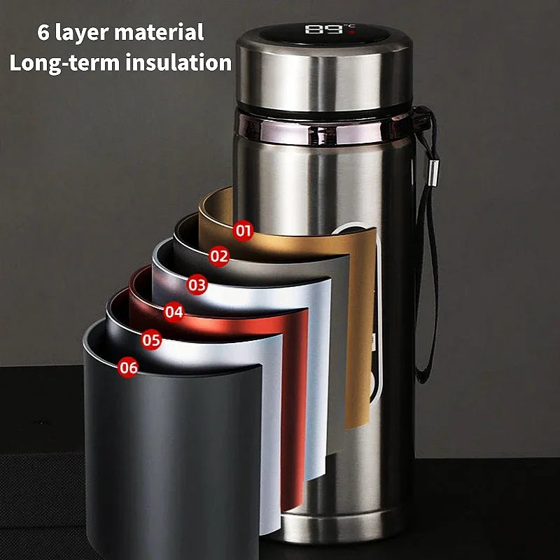 New Vacuum Flask Portable Cups Stainless Steel Thermos Bottle with LED Temperature Display Sus304 Tea Water Bottle