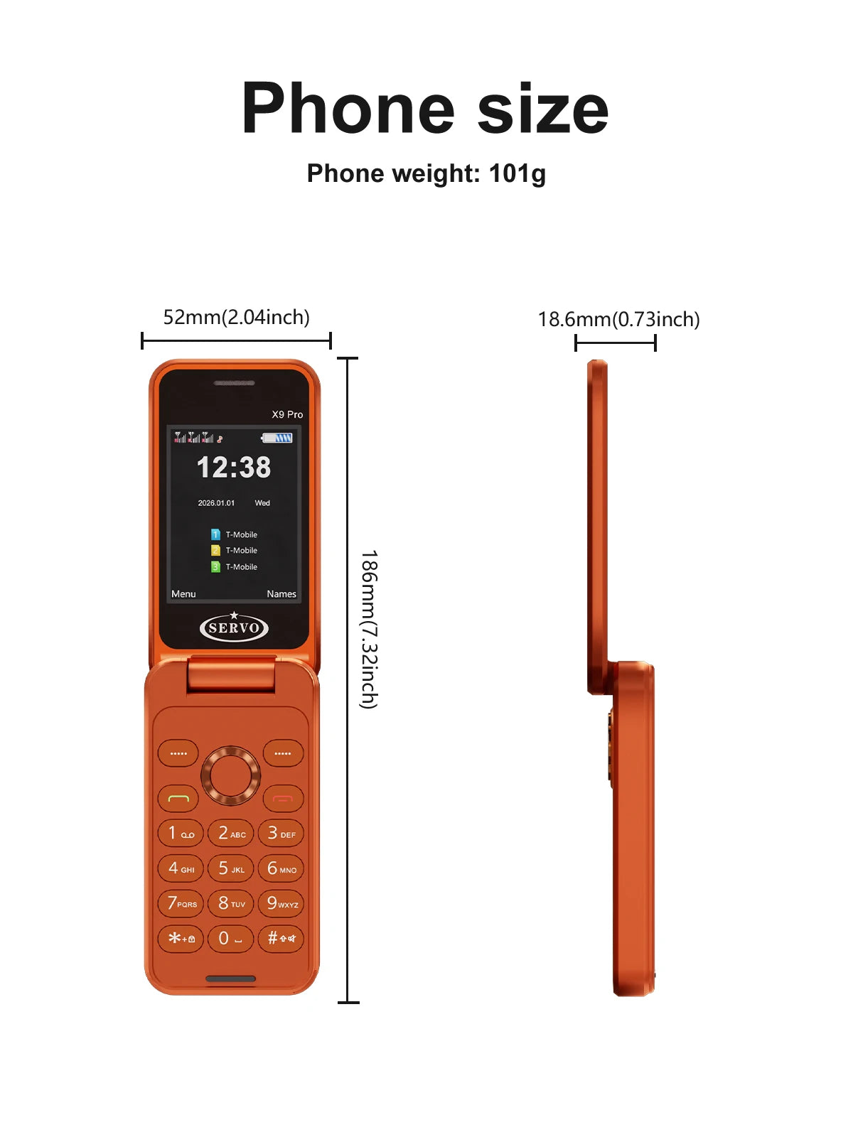 SERVO X9 PRO Mini Foldable Mobile Phone Triple SIM Magic Voice Speed Dial FM Radio 3.5mm Headphone Jack 2.4" Feature Cellphone