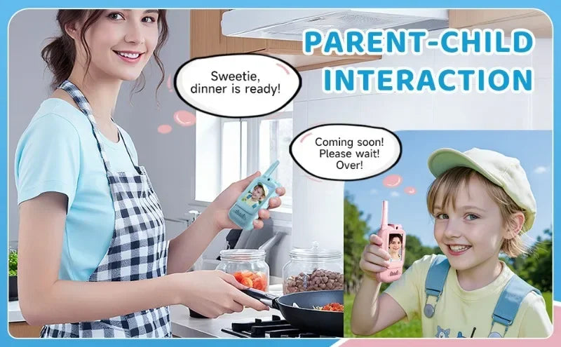 2PC Kids HD-Video Walkie Talkies 3 Styles Intercom USB Charging Indoor Outdoor Boys Girls Age 3+ for Child's Toys Birthday Gifts