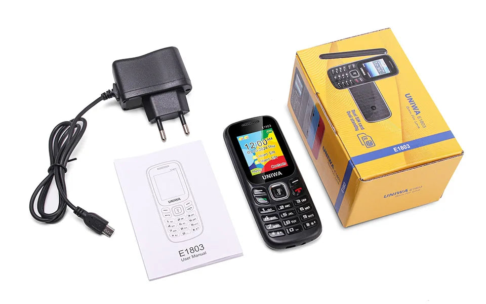Low Price UNIWA E1803 2G GSM Feature Phone 1.77" Dual SIM Senior Elder Cellphone Push-button Wireless Radio Flashlight Telephone
