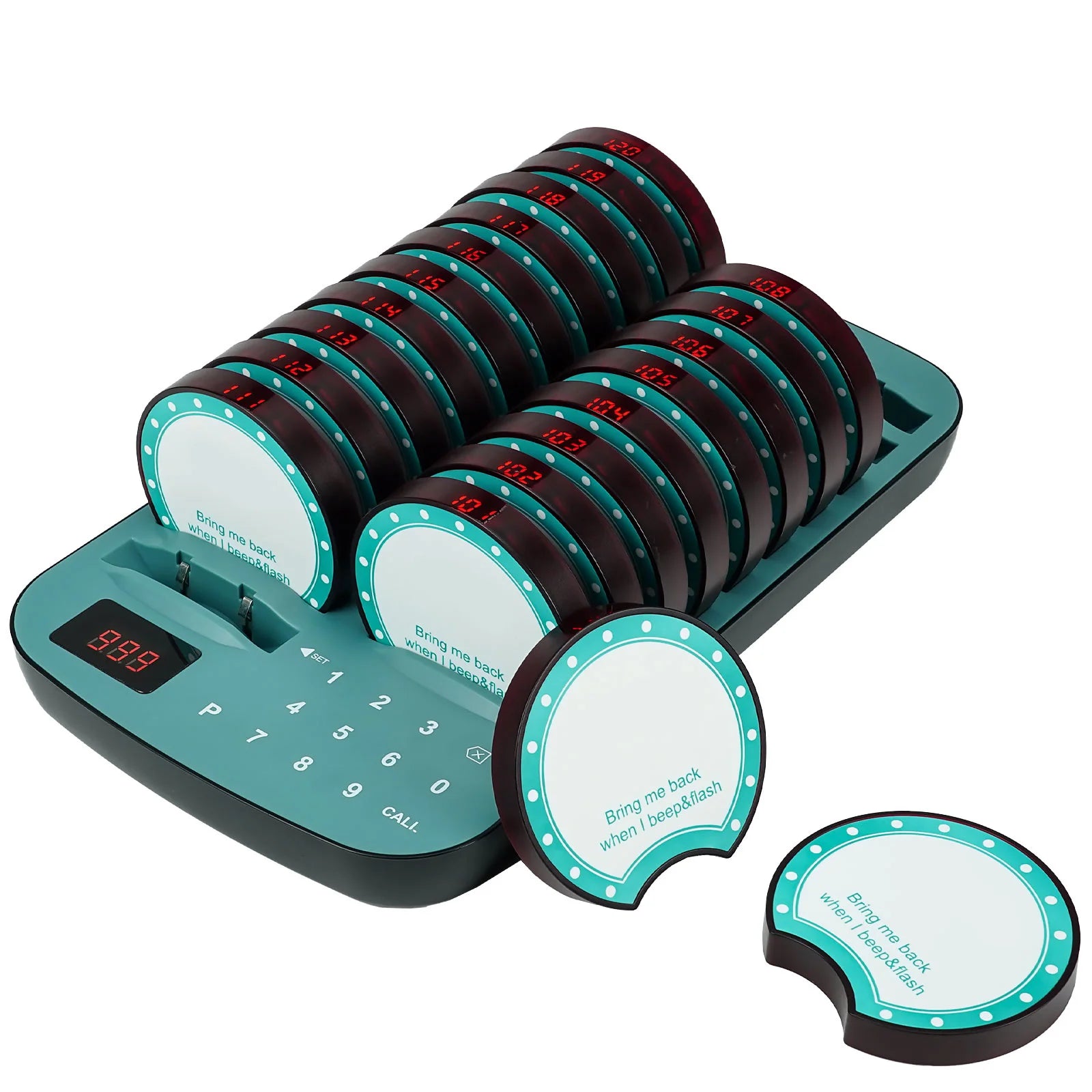 Restaurant call pager system 16 coaster buzzer wireless call free custom 20 paegrs waterproof food Cafe