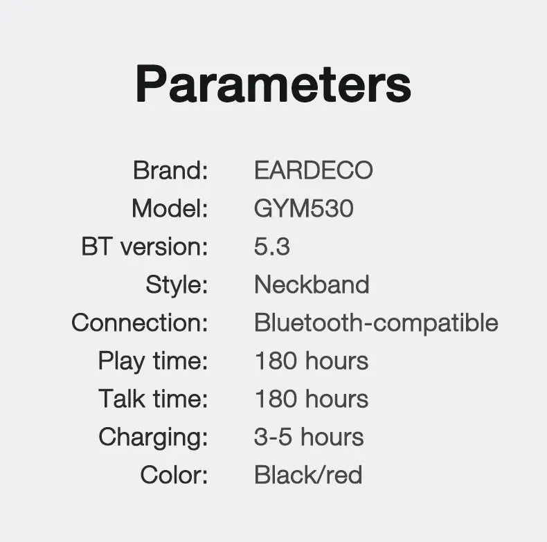 EARDECO 180 Hour Playback Wireless Headphones with Mic Bluetooth Headphone Bass Stereo Neckband Bluetooth Earphone Sport TF Card
