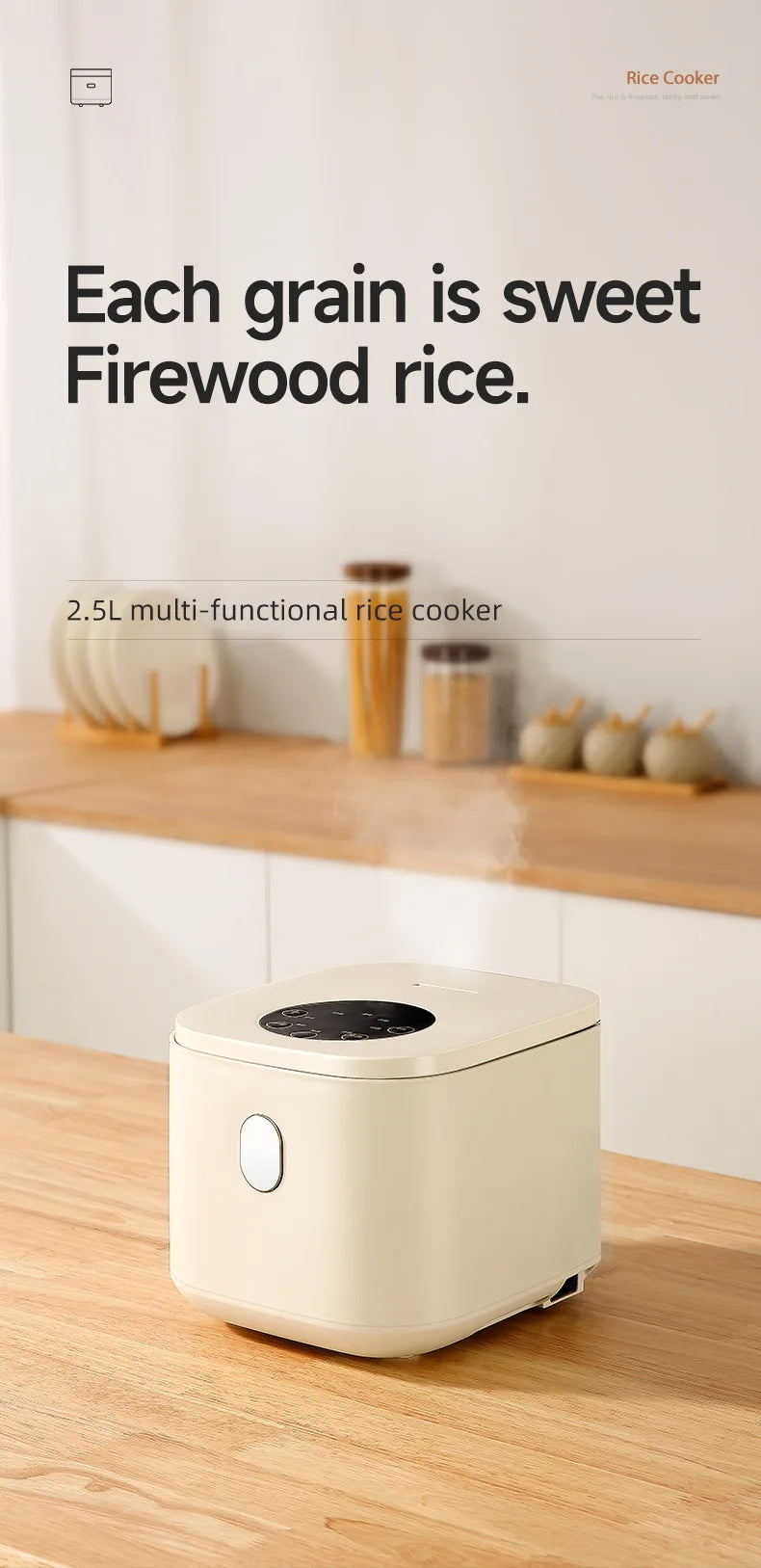 2.5L Mini Electric Rice Cooker UK Plug Non-Stick Golden Inner Pot Multifunctional Porridge Cake Soup Cooking Pot With Complete A