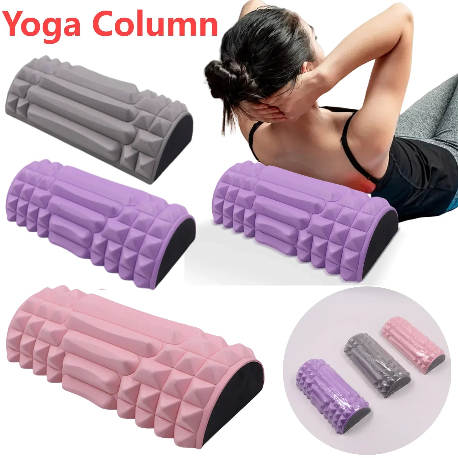 Yoga Roller Half Round EVA Foam Cylinder Massage Roller for Pilates Exercise Enhanced Home Workouts Diameter 5.5cm Length 24cm