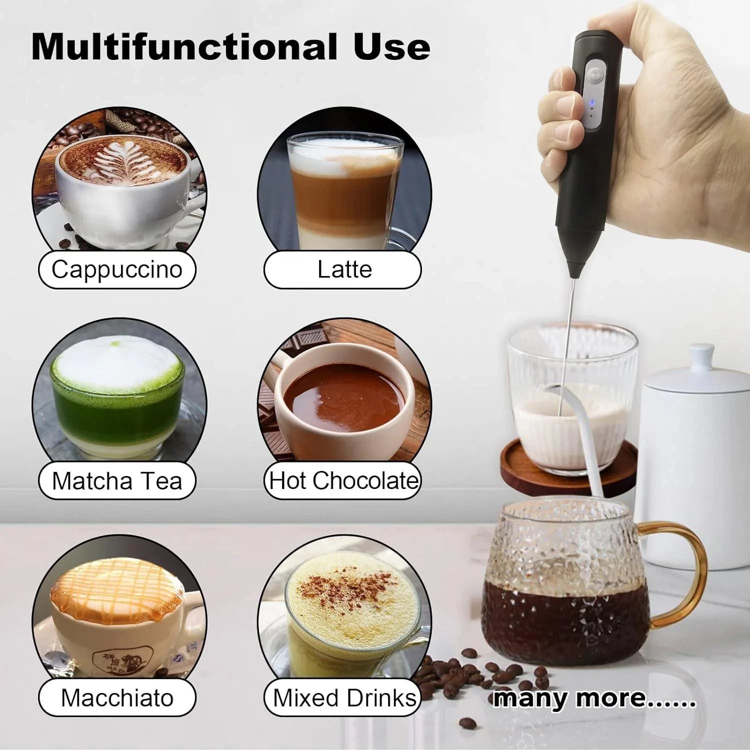 1 electric milk coffee mixer, egg beater, milk frother, 3-speed rechargeable handheld kitchen jam cake cream maker