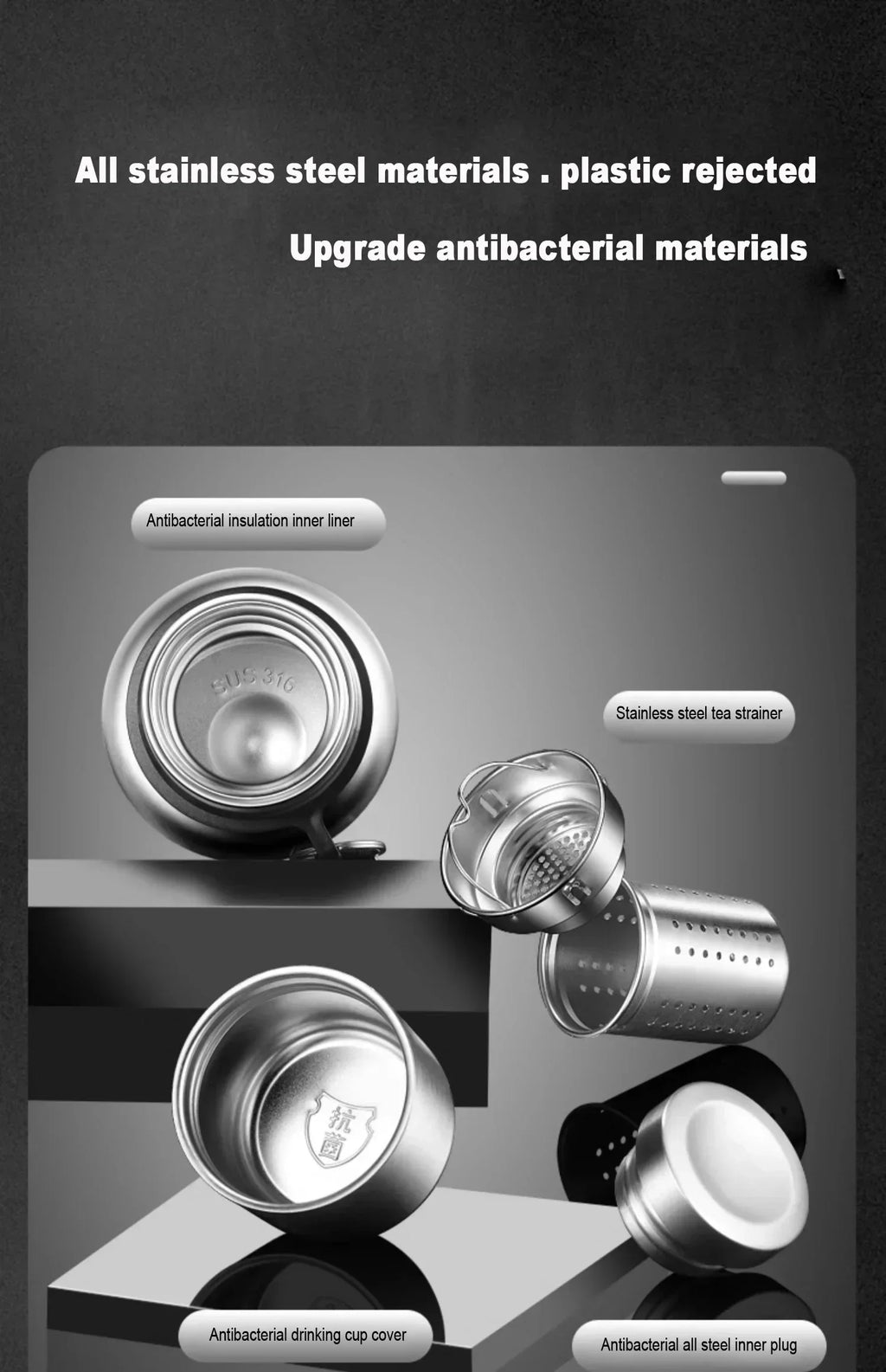 Large Capacity Stainless Steel Insulated Tumbler Cold Heat Retention Travel Thermal Mug Flask For Coffee Tea Water Outdoor Daily