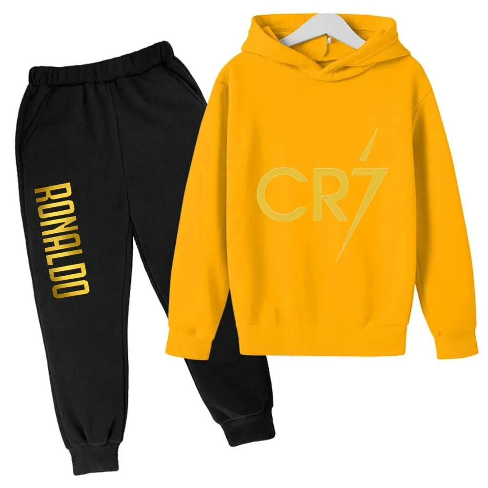 Ronaldo CR7 Print Football Idol Clothing Children Hoodie 2pcs Set Pants Suit Kids Boys Tracksuit Girls Clothing Sport Tracksuits
