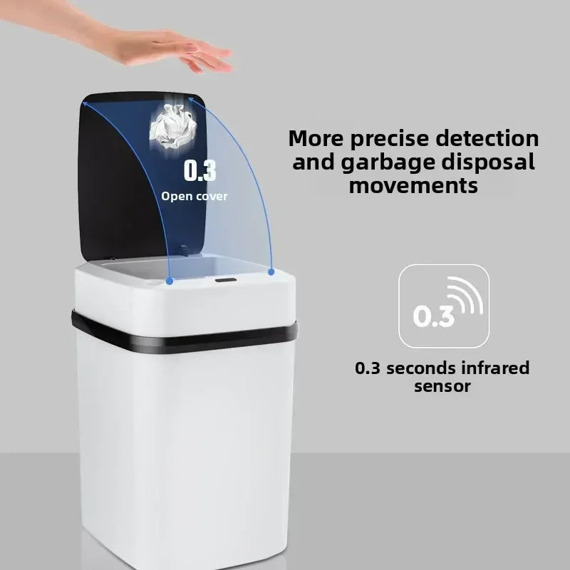 13L Smart Sensor Trash Can Waterproof Automatic Touchless Waste Bin Garbage Dustbin For Kitchen Bathroom Living Room Office