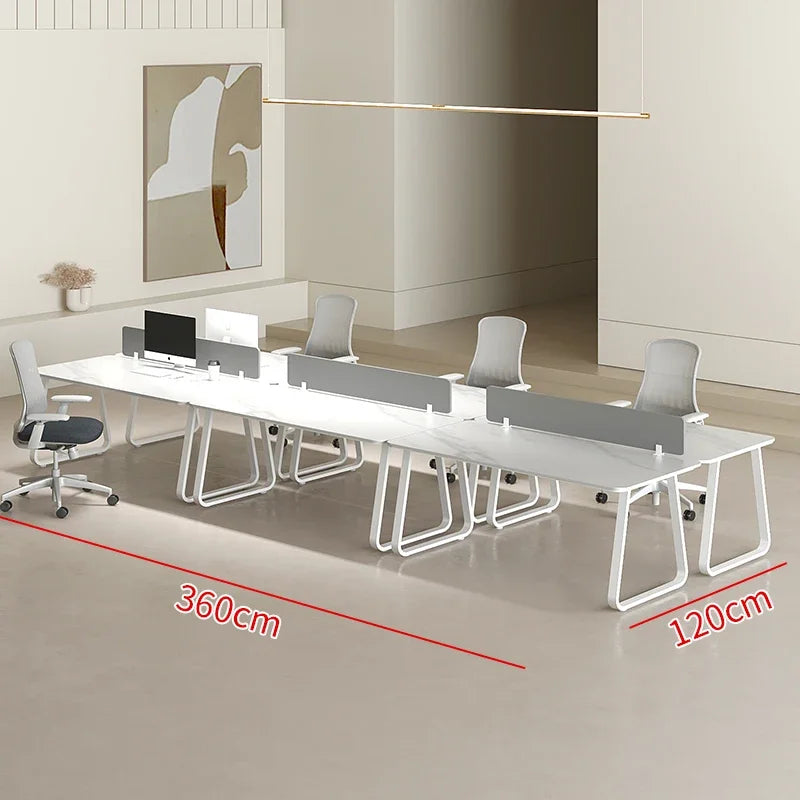 CZ Rock Slab Office Desk and Chair Set for Staff, Simple Modern Face-to-Face Double Seat Partition Screen Employee Desk