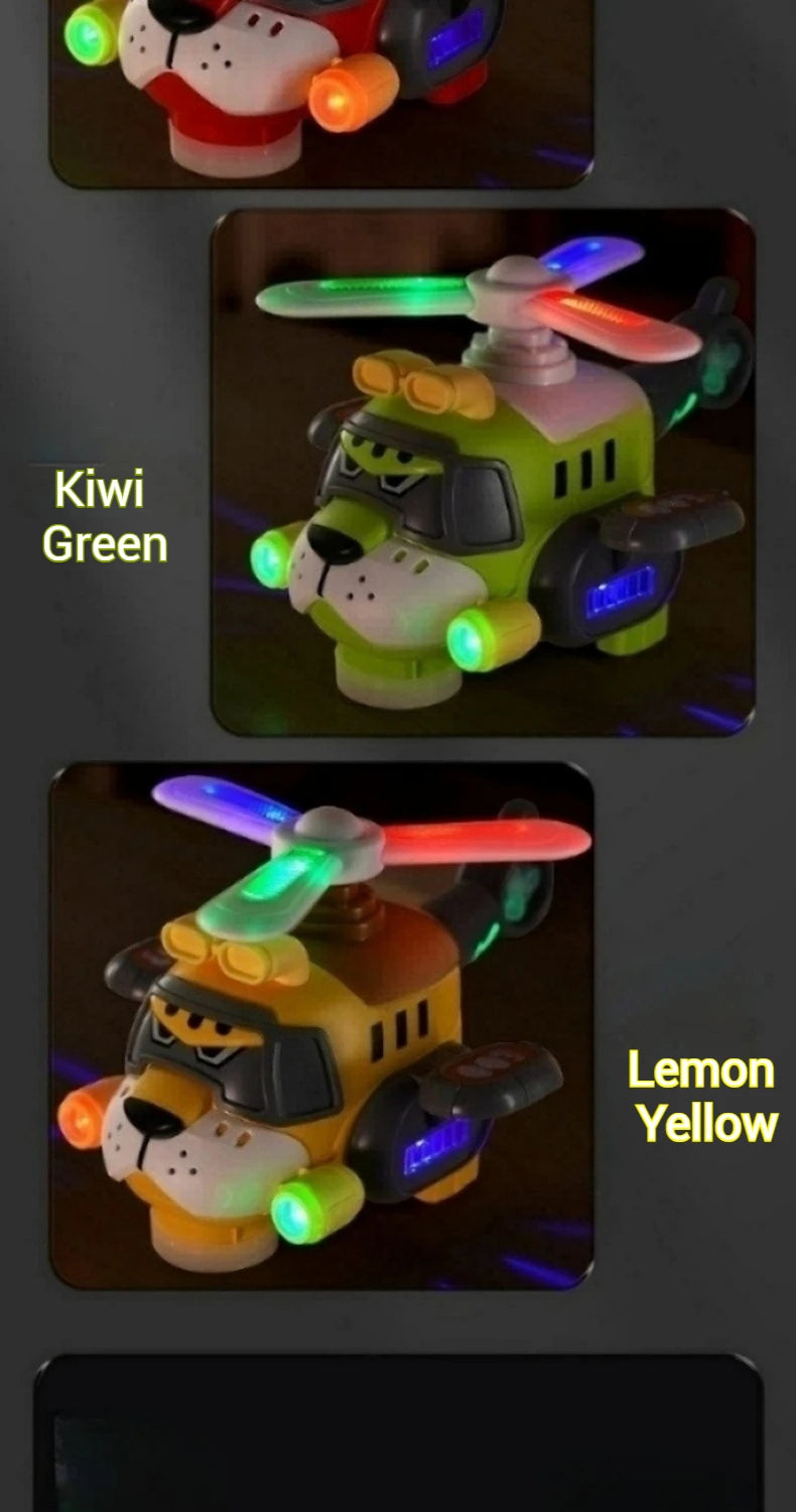Tiger Helicopter Toy Electric 360° Rotating Aircraft with Lights Sound Bump and Go Plane Toy for Boy 3-6 Christmas Birthday Gift
