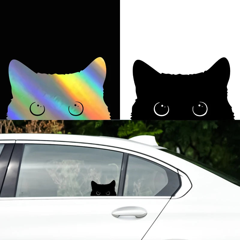 1 piece Hot  Car Sticker Accessories Poor Cat Is Stealing with Big Eyes Watch Vinyl Car Styling Cover Waterproof  PVC